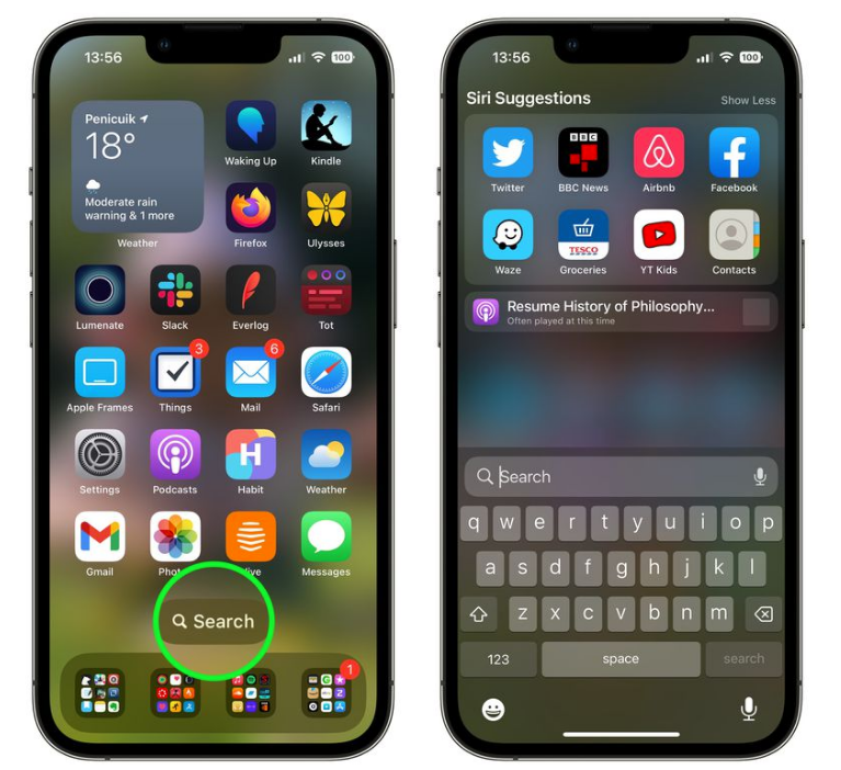 汉源苹果手机维修分享升级到 iOS 16 后，如何删除主屏幕上的搜索按钮 